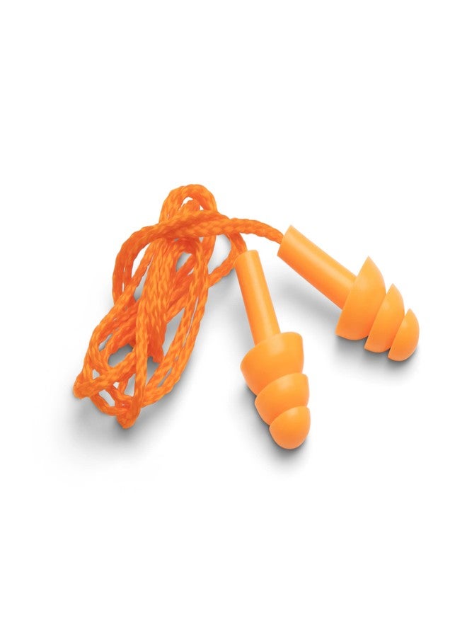 SATA 10 Pairs ANSI and CE Compliant, Reusable Silicone Earplugs with Cord, NRR 26dB, SNR 32dB - STFH0304SC Orange - Image 1